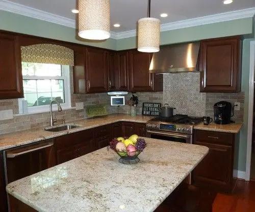 Colonial Gold granite kitchen counters and island