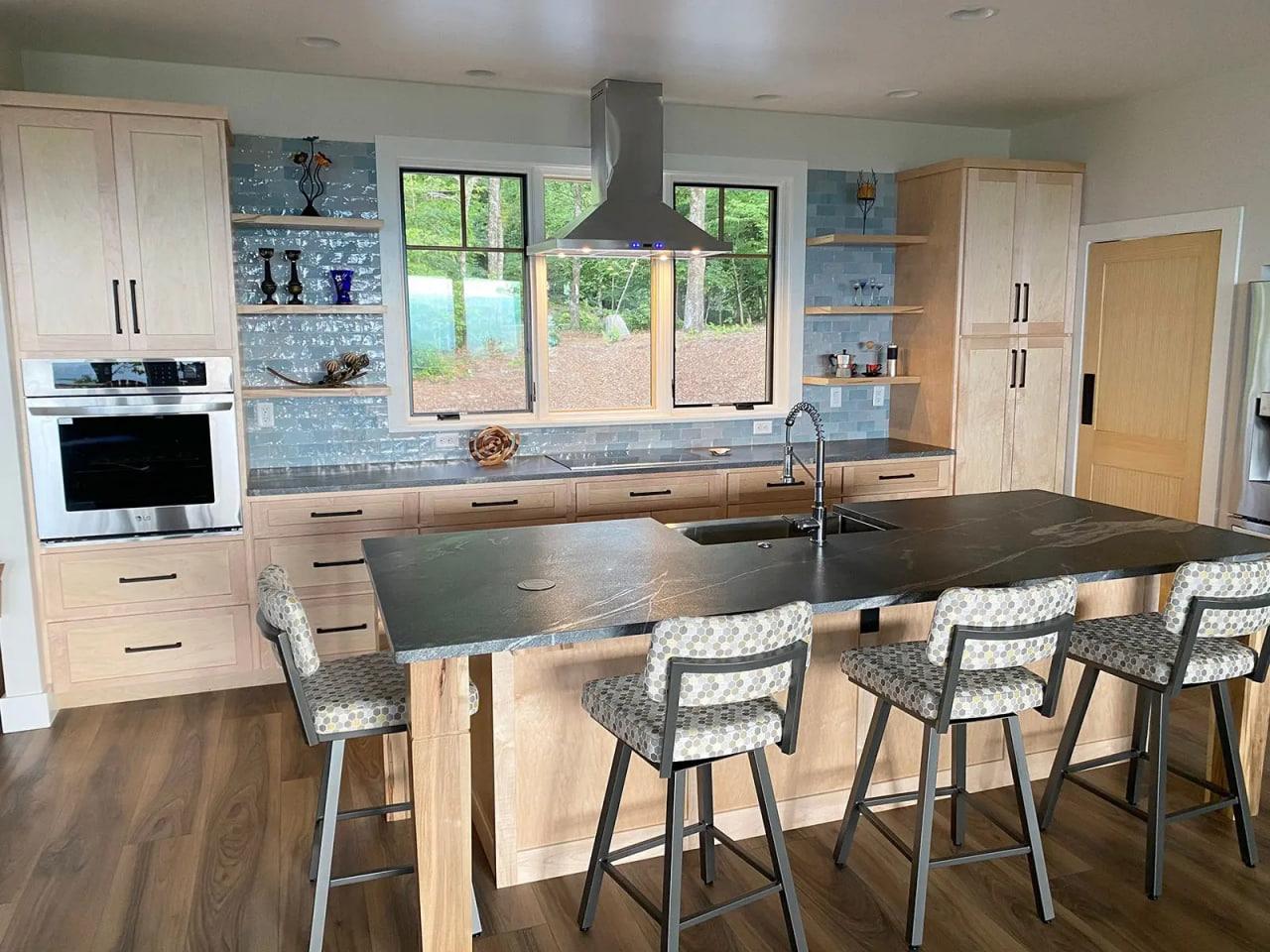 Silver Grey granite leathered countertop and island