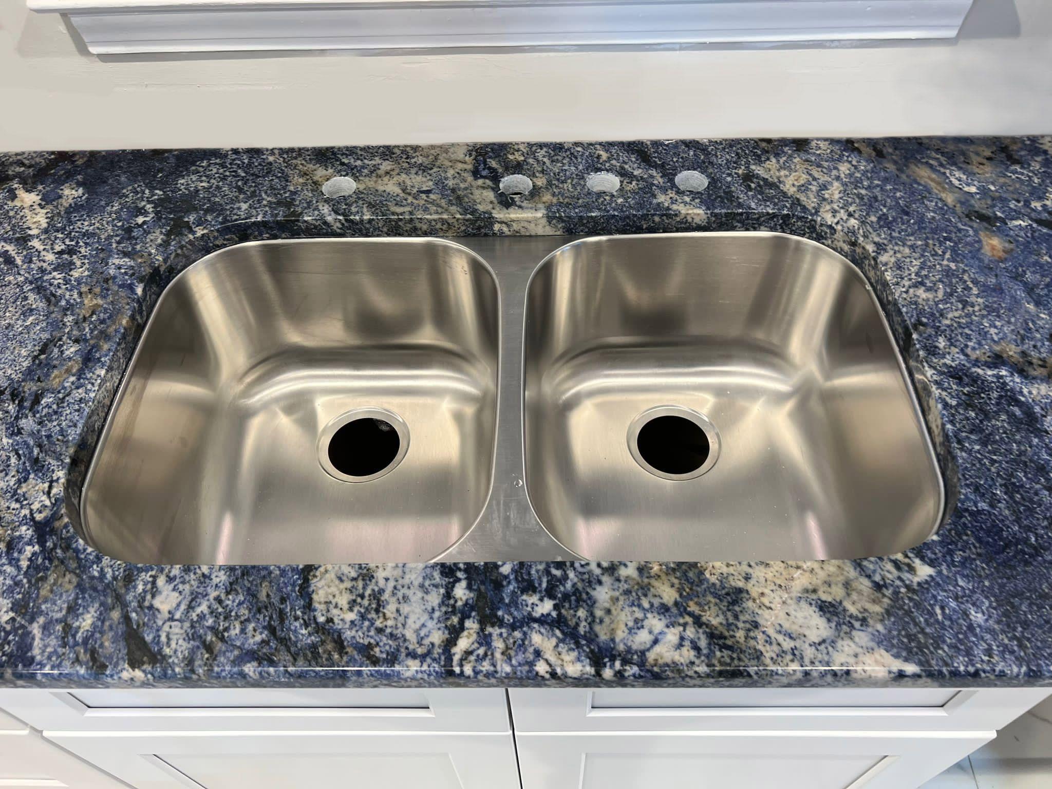 Blue Bahia Granite Sink Closeup