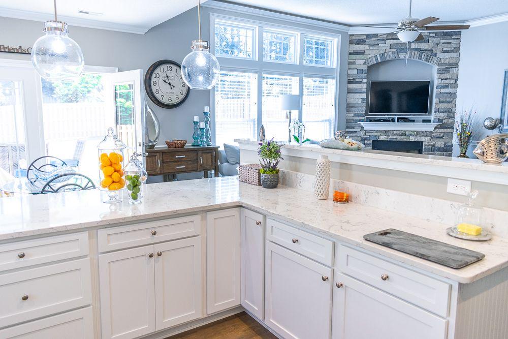 Arctic ivory Quartz Kitchen Island