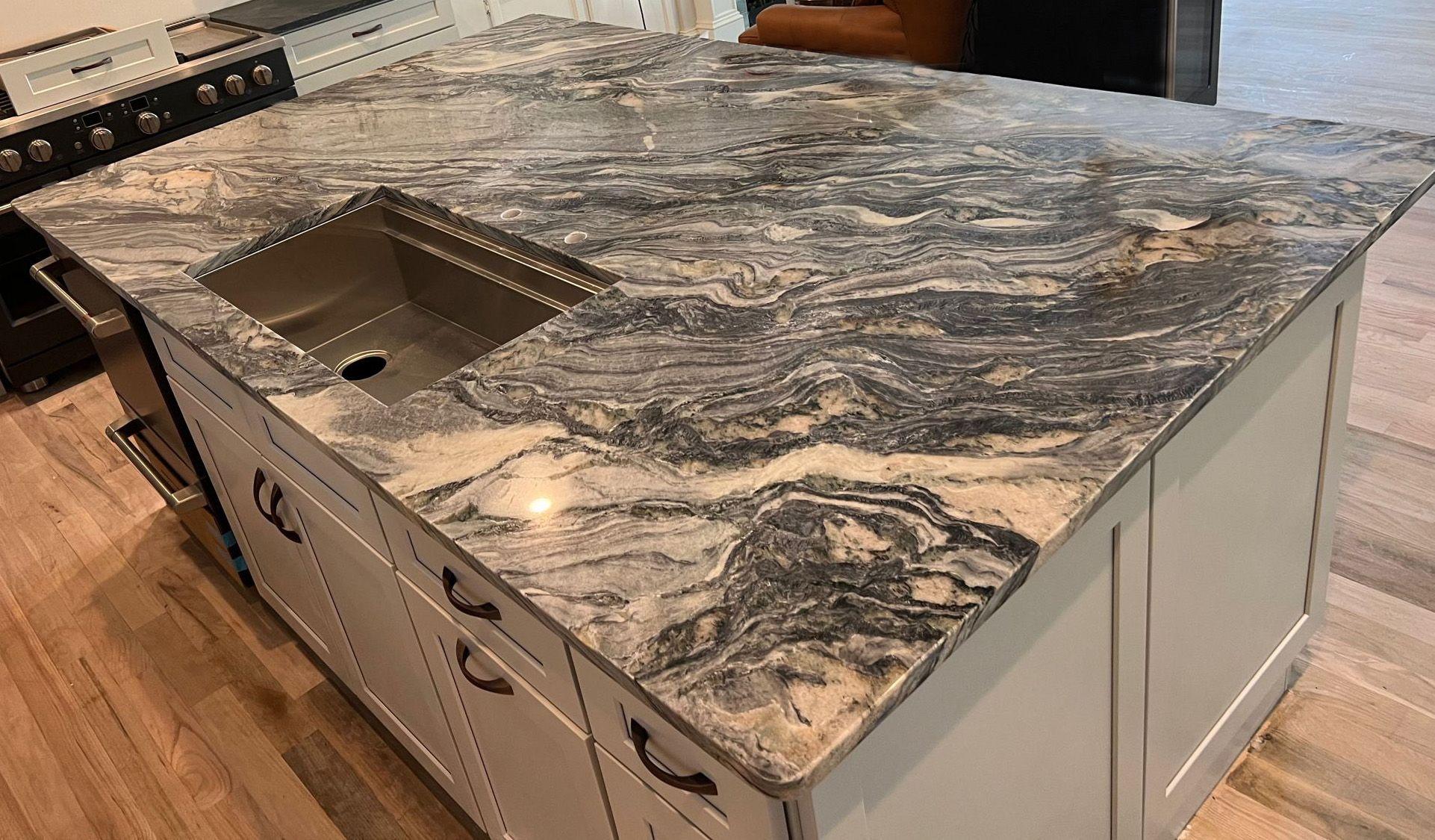 Ocean Fantasy Quartzite Island Countertop 