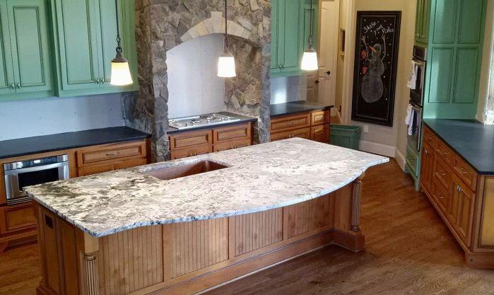 Blue Flower Granite Kitchen Island