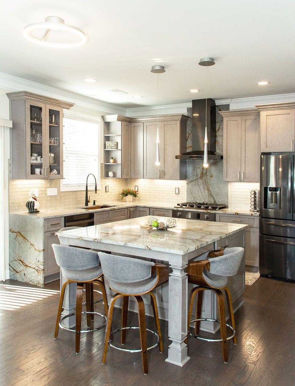 Blue Roma Quartzite Kitchen Island