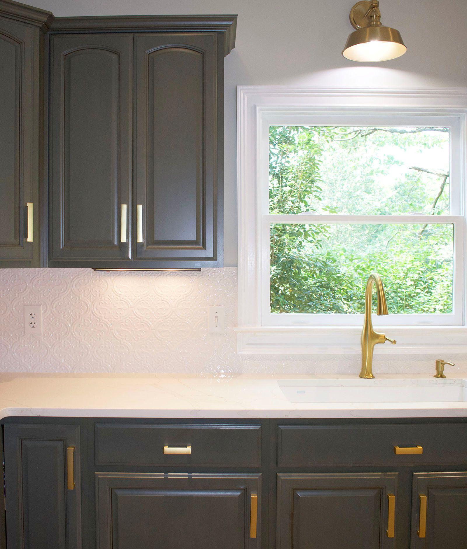 Green Cabinets White Quartz