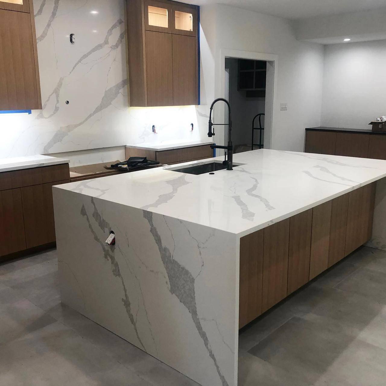 Calacatta Marcella Quartz Kitchen Island and Countertop