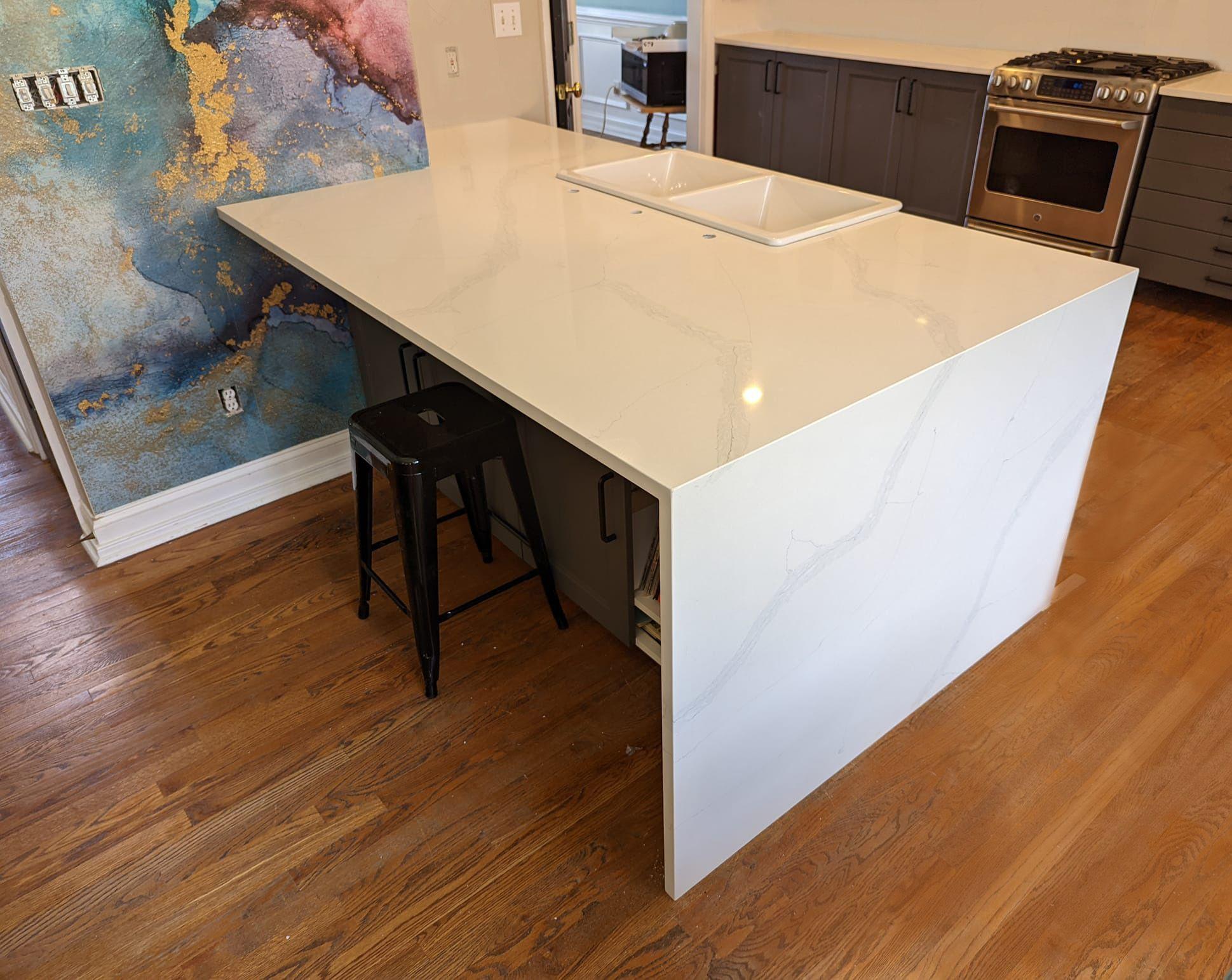 Calacatta Aria Quartz Kitchen Island And Countertops