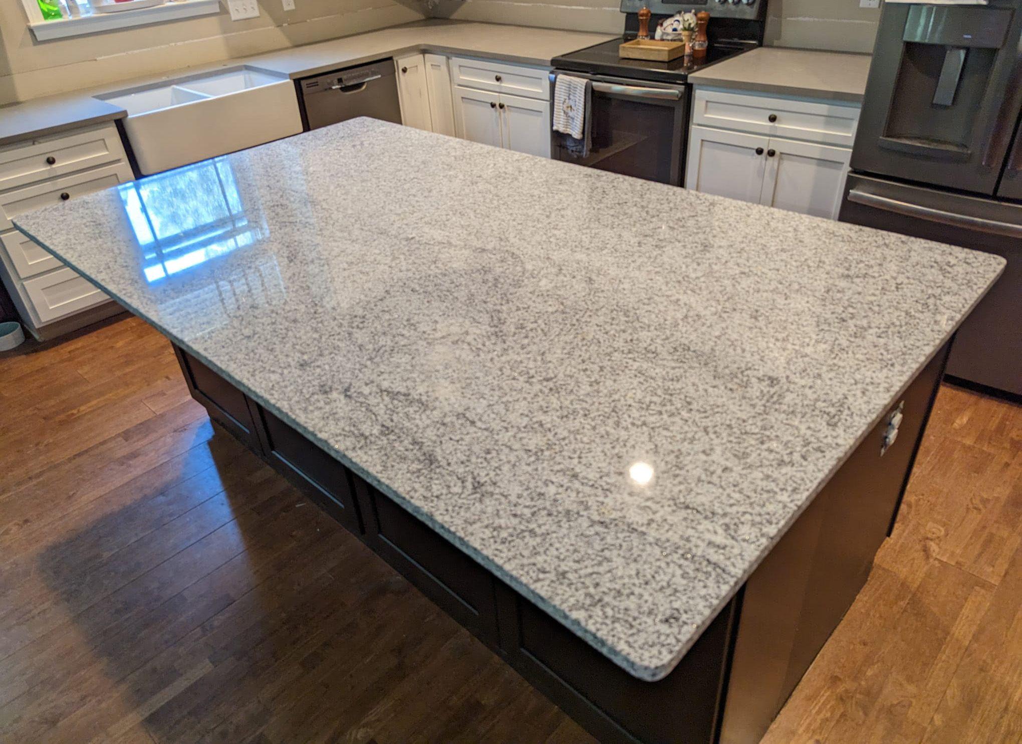 White Sparkle Granite Island Countertops