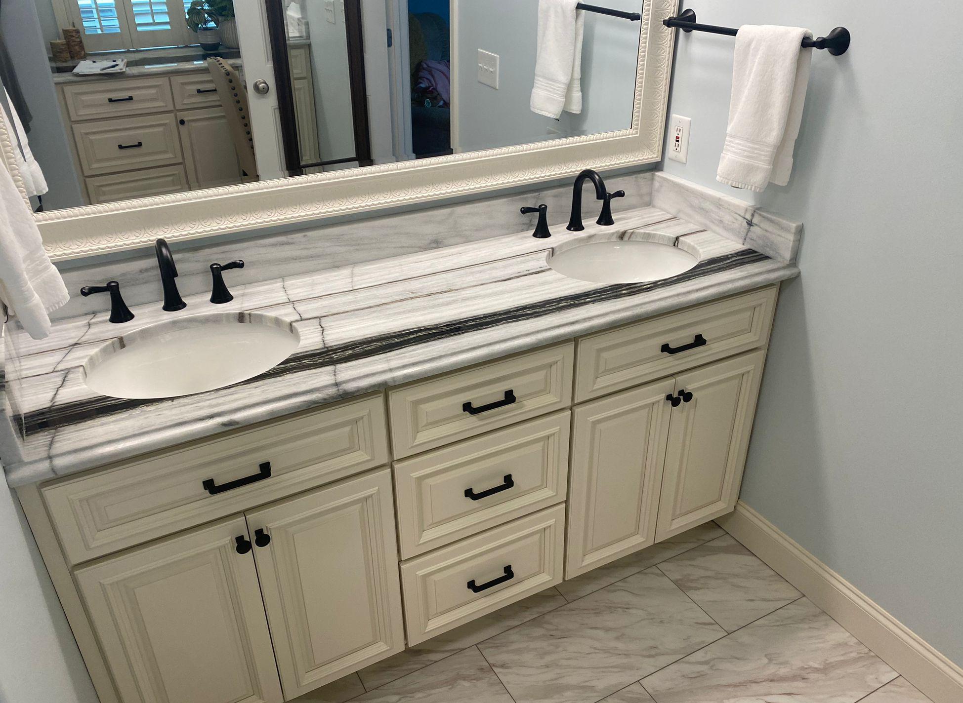 Panda White Quartz Double Vanity