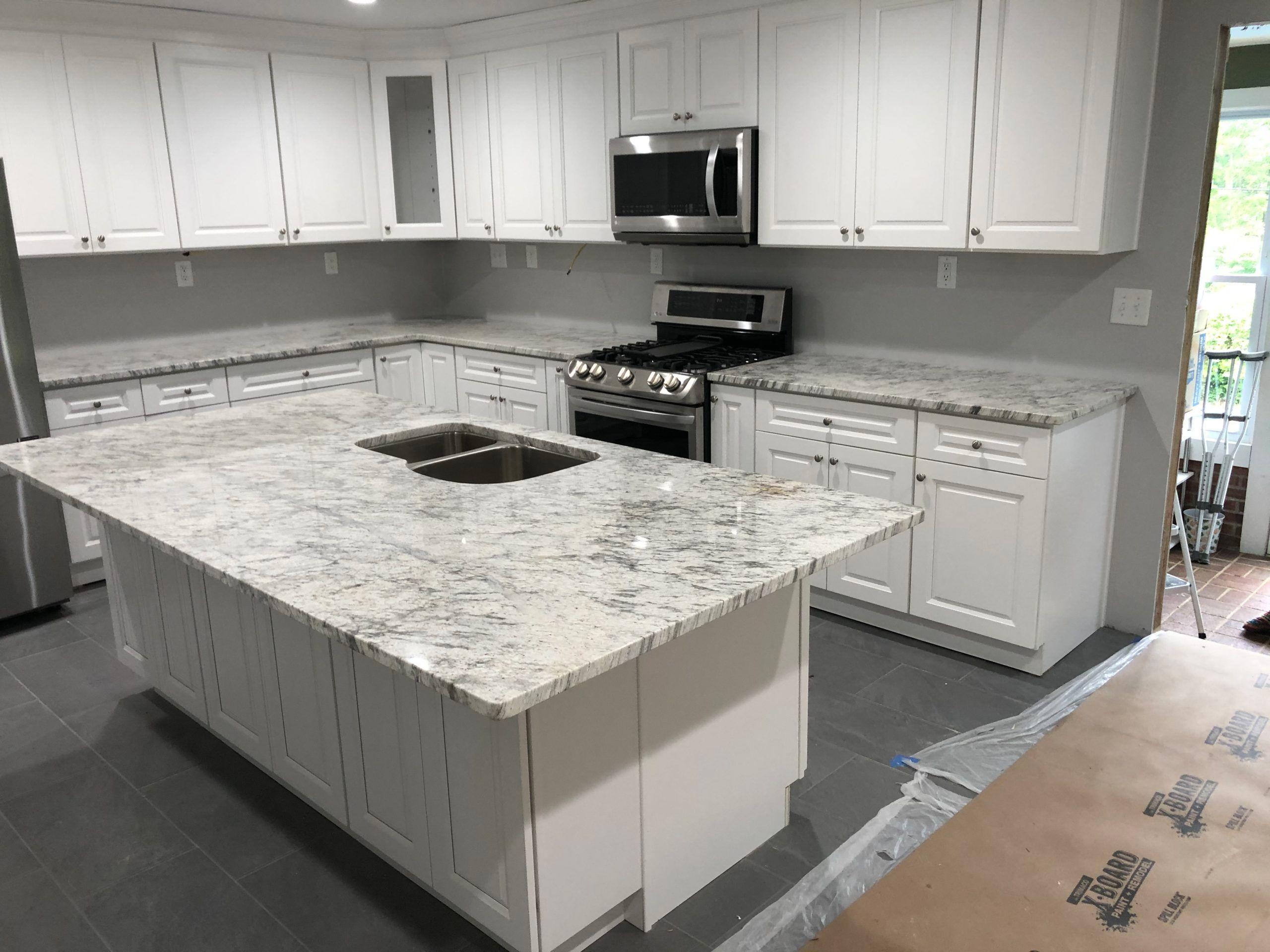 River White Granite Kitchen Island and Countertops