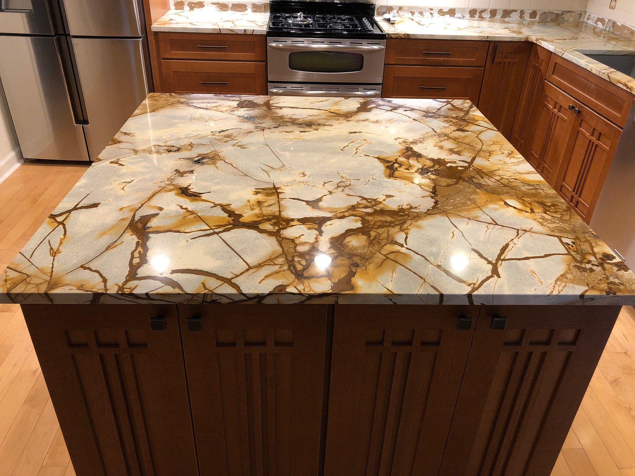 Roma Imperiale Quartzite Kitchen Island