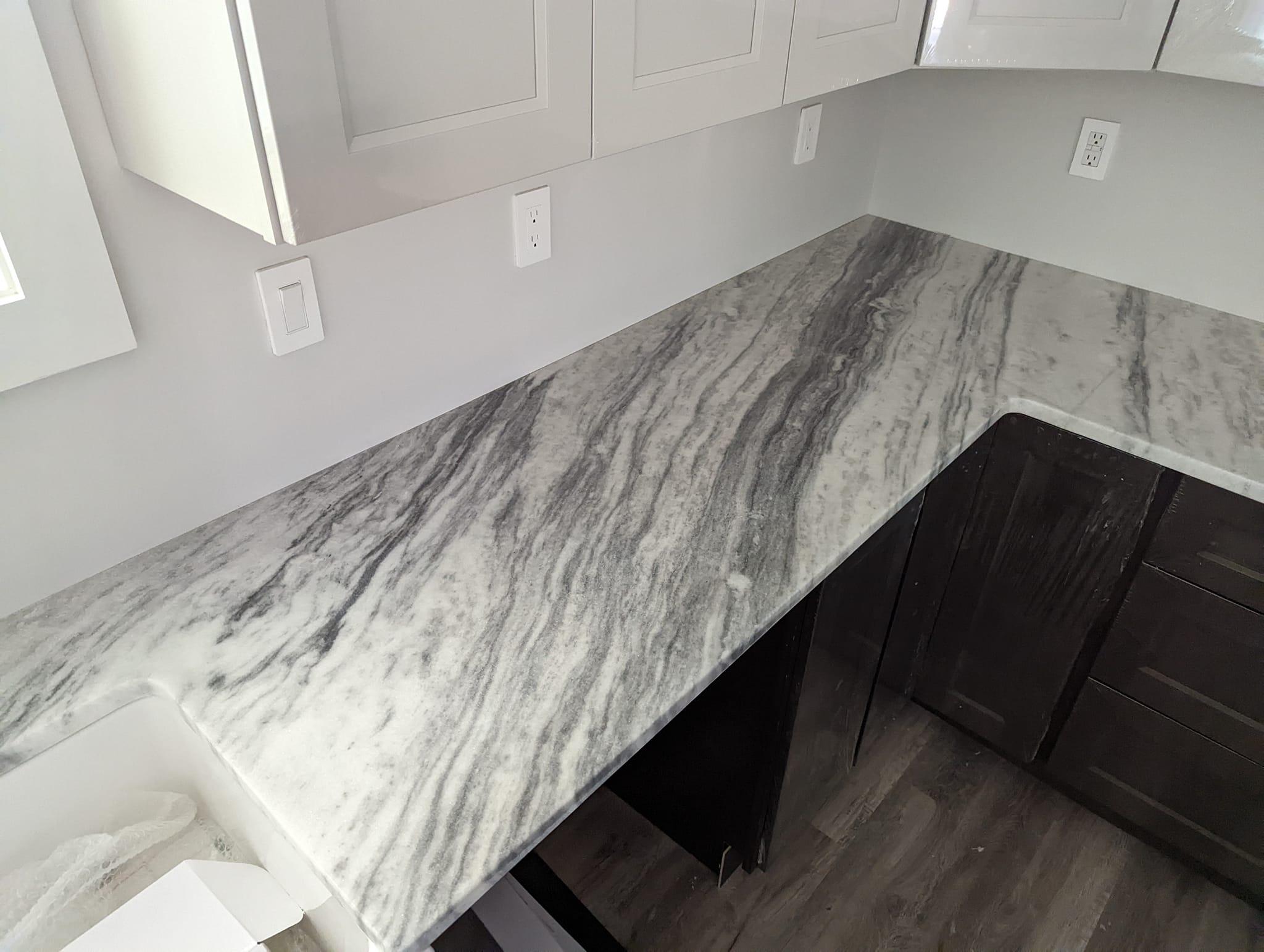 Shadow Storm Marble Corner Countertops