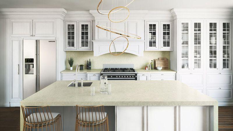 Silken Pearl Quartz Kitchen island