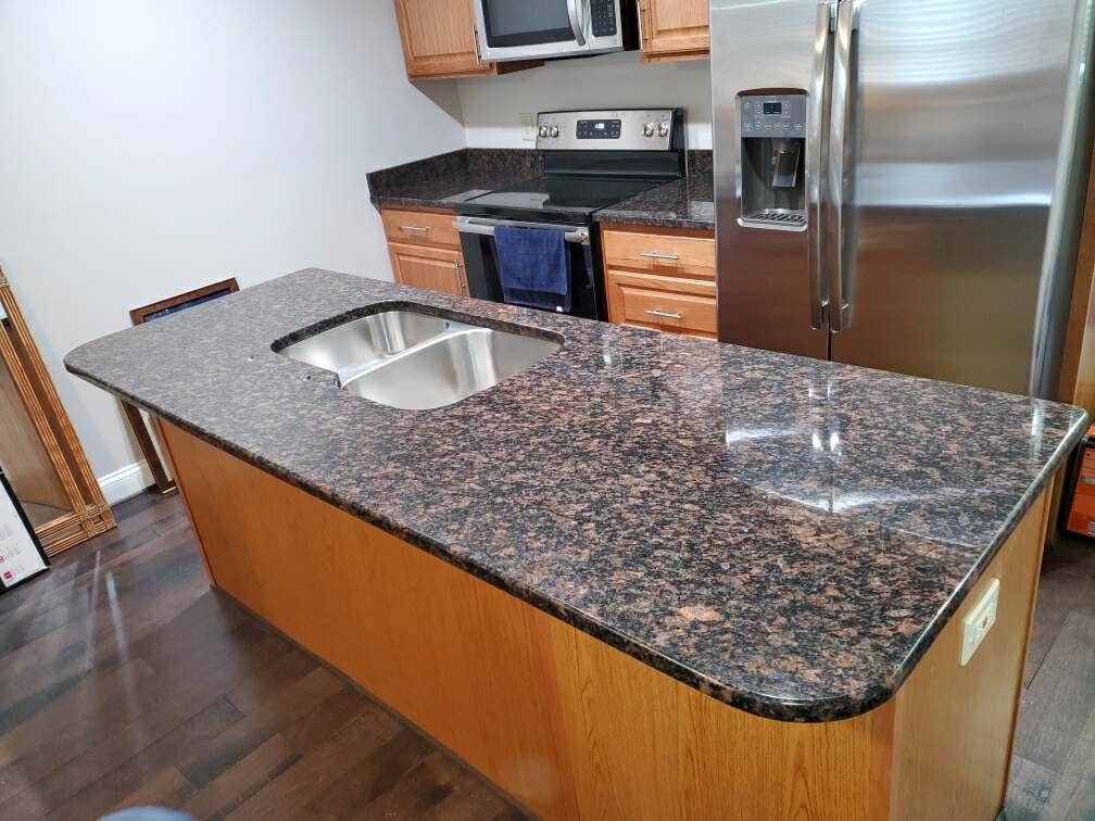 Tan Brown Granite Countertops and Kitchen Island