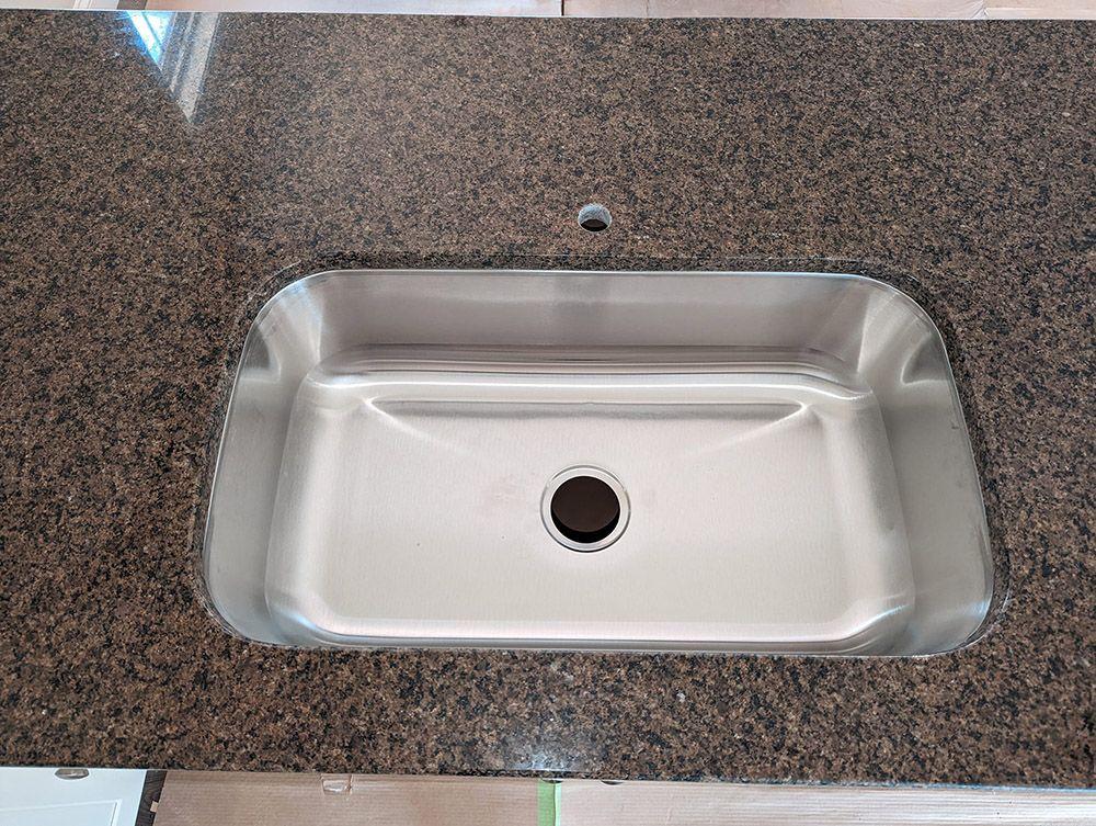 Tropic Brown Granite Sink Closeup