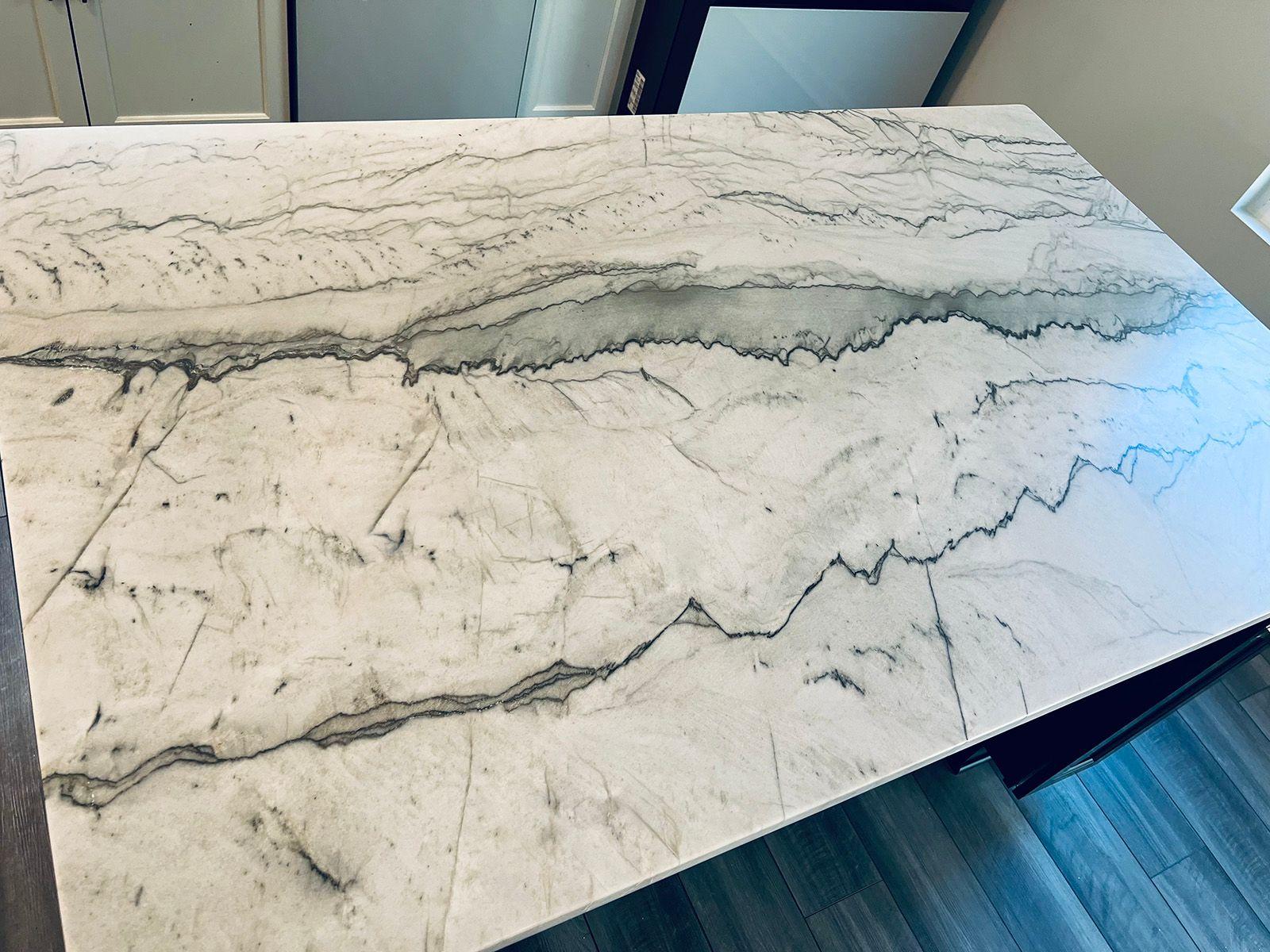 White Infinity Quartzite Kitchen Island Countertop